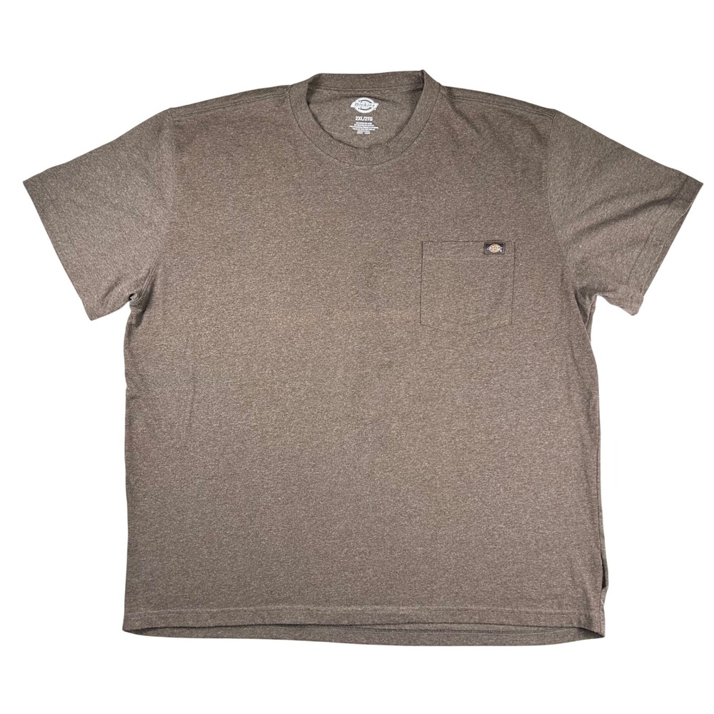 Dickies Mens 2XL Short Sleeve Pocket T-Shirt Heather Brown Crew Neck Workwear